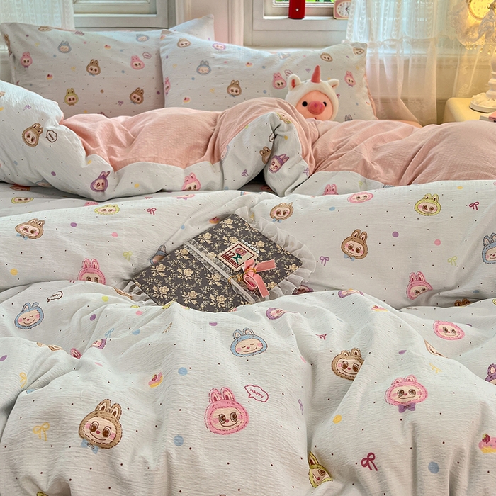 91家纺网 家纺一手货源 找家纺 优尚佳生活馆 2025新款高克重云感双层纱印花四件套 小布布