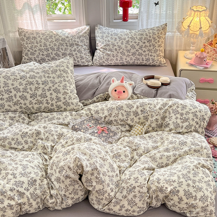 优尚佳生活馆 2025新款高克重云感双层纱印花四件套 絮语花栖