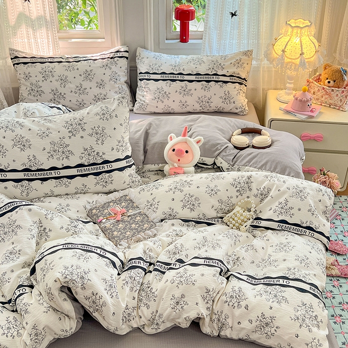 优尚佳生活馆 2025新款高克重云感双层纱印花四件套 雅纹枝语