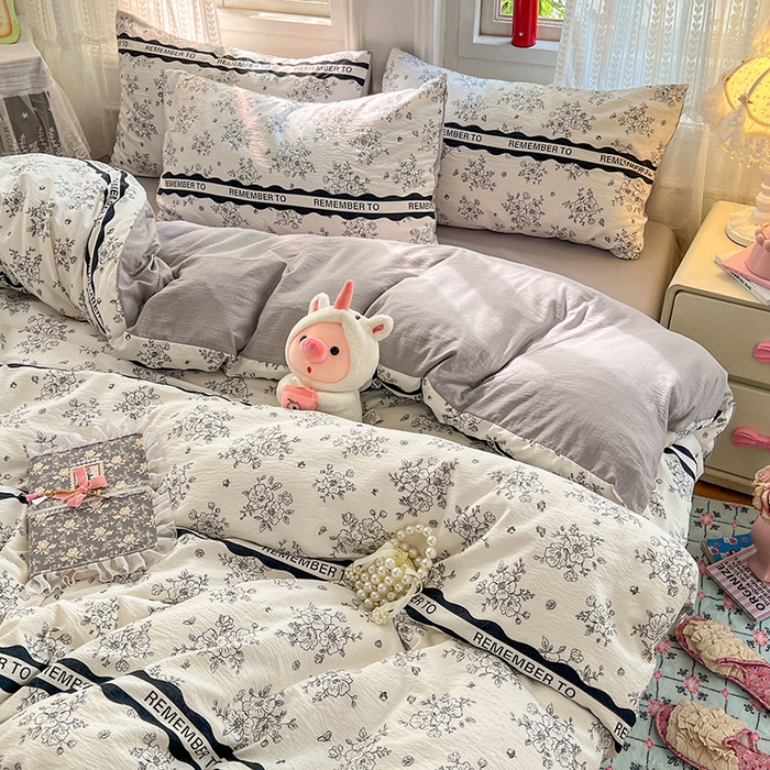 91家纺网 家纺一手货源 找家纺 优尚佳生活馆 2025新款高克重云感双层纱印花四件套 雅纹枝语