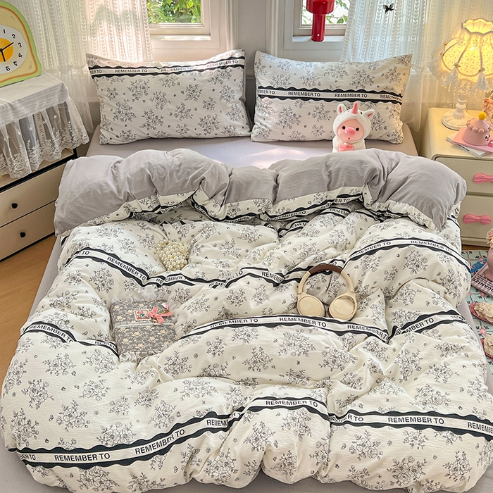 91家纺网 家纺一手货源 找家纺 优尚佳生活馆 2025新款高克重云感双层纱印花四件套 雅纹枝语