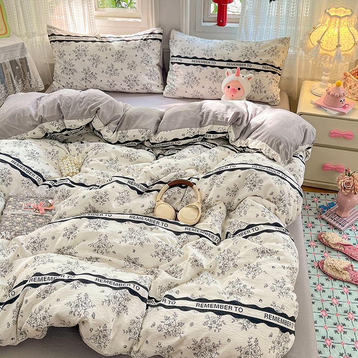 91家纺网 家纺一手货源 找家纺 优尚佳生活馆 2025新款高克重云感双层纱印花四件套 雅纹枝语