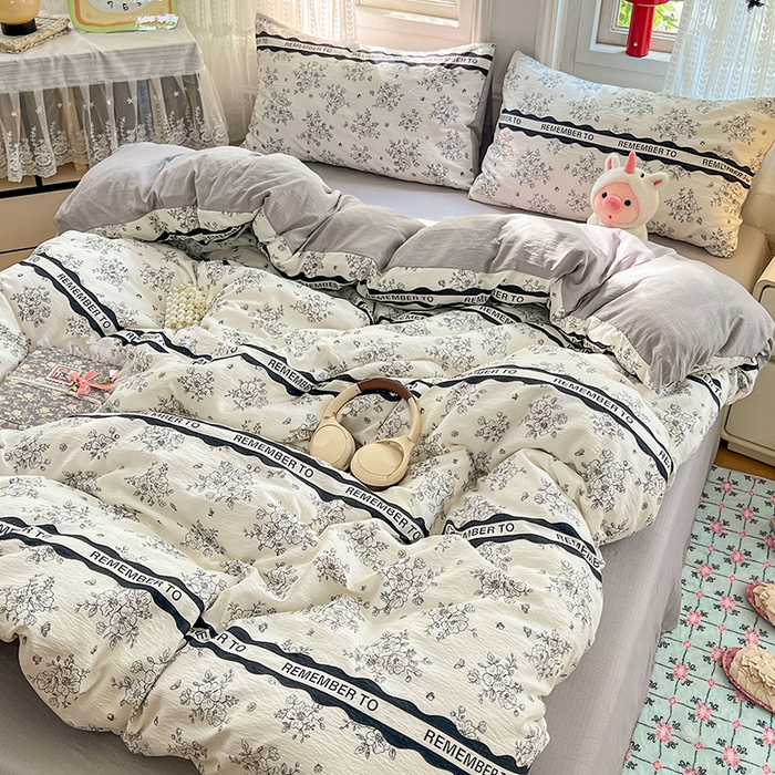 91家纺网 家纺一手货源 找家纺 优尚佳生活馆 2025新款高克重云感双层纱印花四件套 雅纹枝语