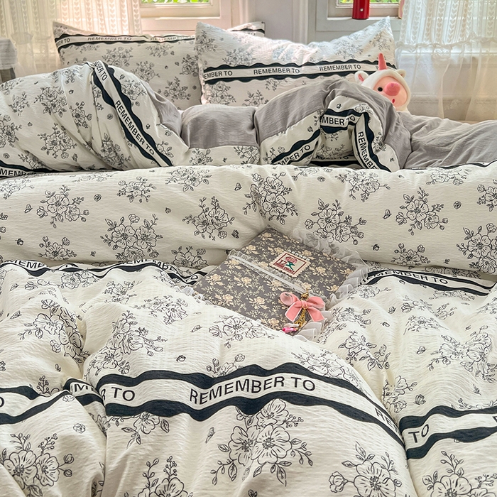 91家纺网 家纺一手货源 找家纺 优尚佳生活馆 2025新款高克重云感双层纱印花四件套 雅纹枝语