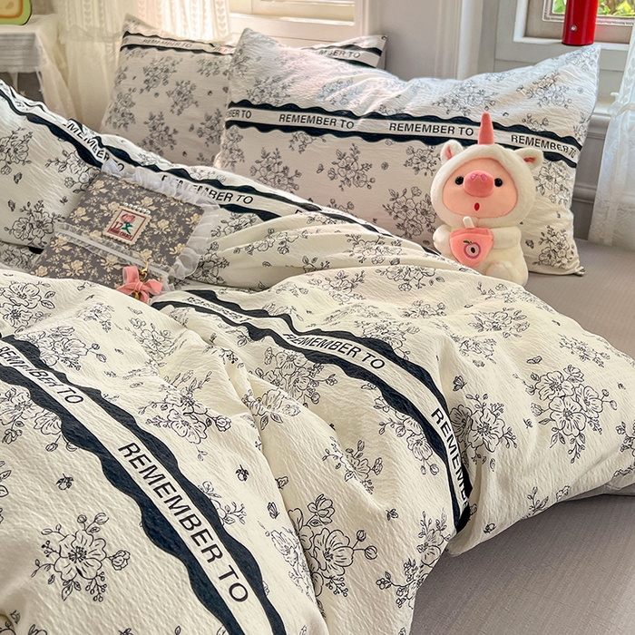 91家纺网 家纺一手货源 找家纺 优尚佳生活馆 2025新款高克重云感双层纱印花四件套 雅纹枝语