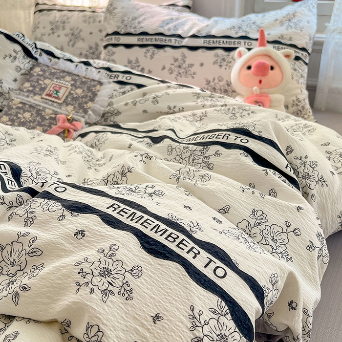 91家纺网 家纺一手货源 找家纺 优尚佳生活馆 2025新款高克重云感双层纱印花四件套 雅纹枝语