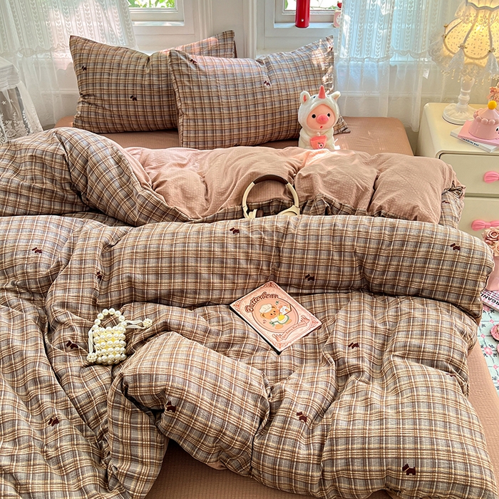 91家纺网 家纺一手货源 找家纺 优尚佳生活馆 2025新款高克重云感双层纱印花四件套 织棕纹韵