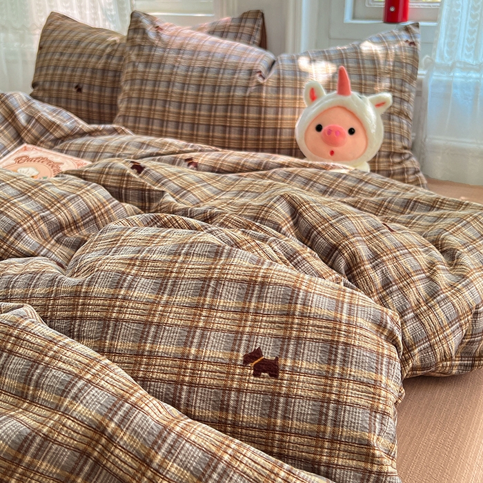 91家纺网 家纺一手货源 找家纺 优尚佳生活馆 2025新款高克重云感双层纱印花四件套 织棕纹韵