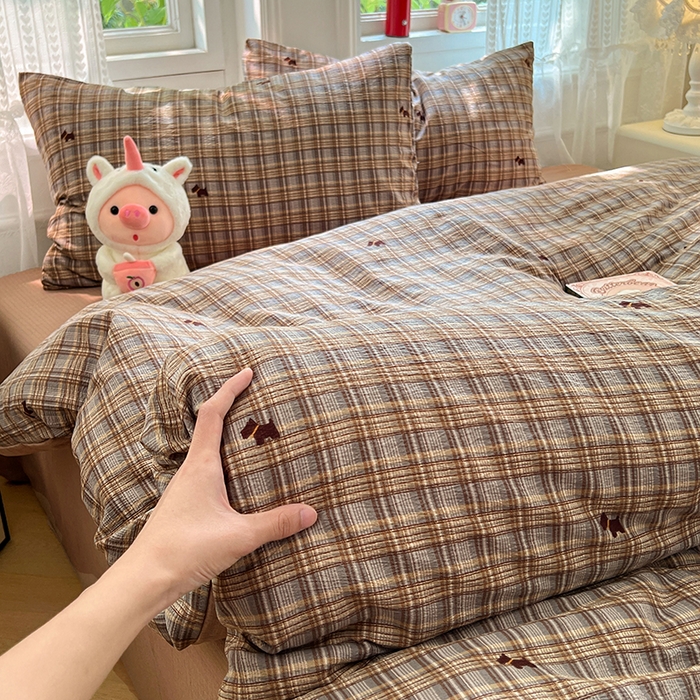 91家纺网 家纺一手货源 找家纺 优尚佳生活馆 2025新款高克重云感双层纱印花四件套 织棕纹韵