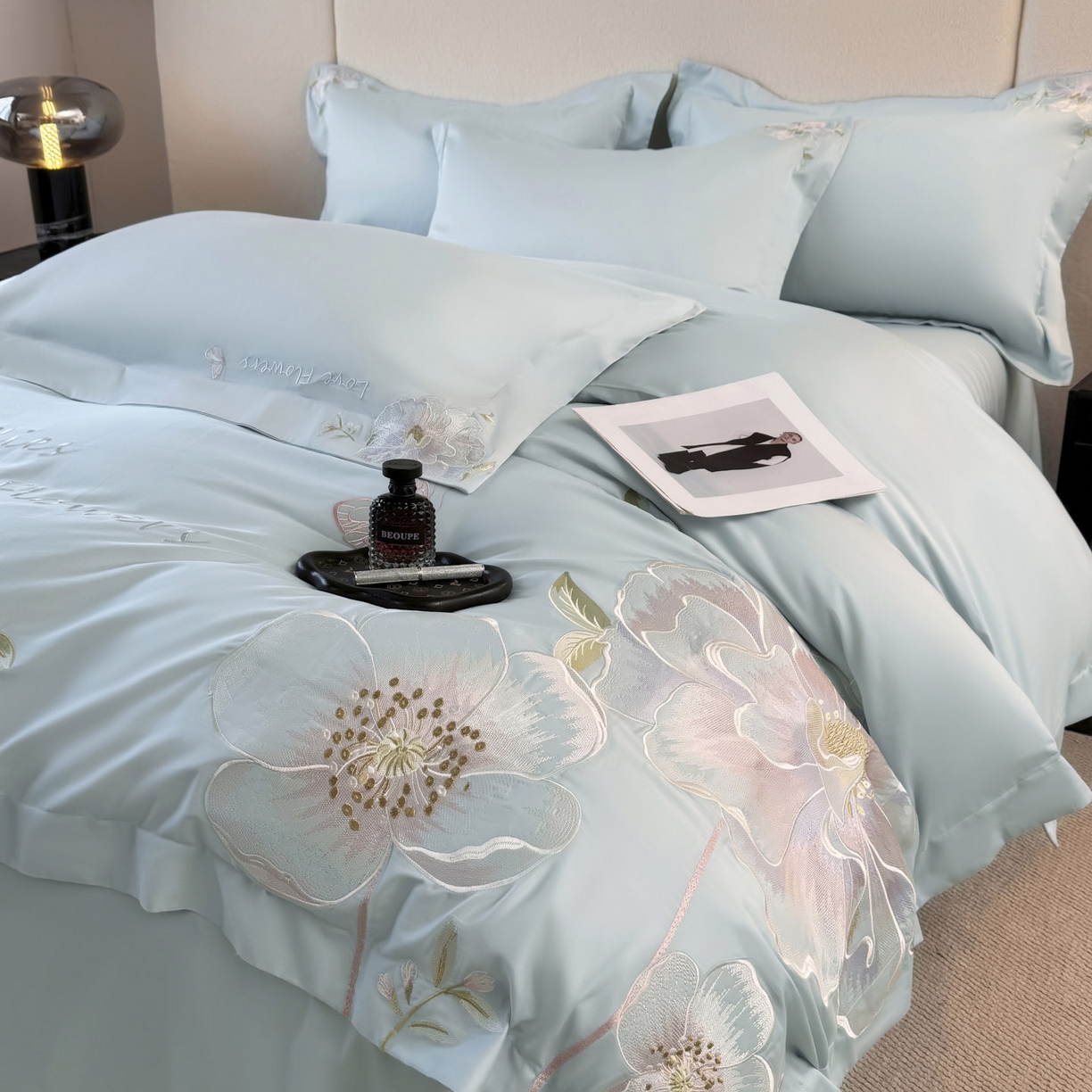 91家纺网 家纺一手货源 找家纺 （总）女子家纺 2025新款全棉纯棉长绒棉刺绣轻奢四件套系列-罗马