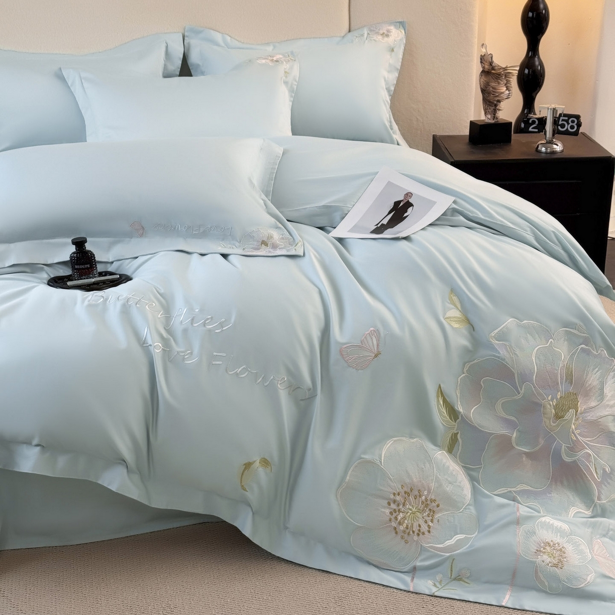 91家纺网 家纺一手货源 找家纺 （总）女子家纺 2025新款全棉纯棉长绒棉刺绣轻奢四件套系列-罗马