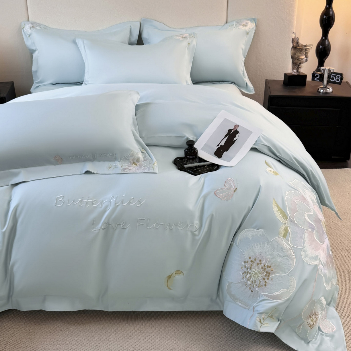 91家纺网 家纺一手货源 找家纺 （总）女子家纺 2025新款全棉纯棉长绒棉刺绣轻奢四件套系列-罗马