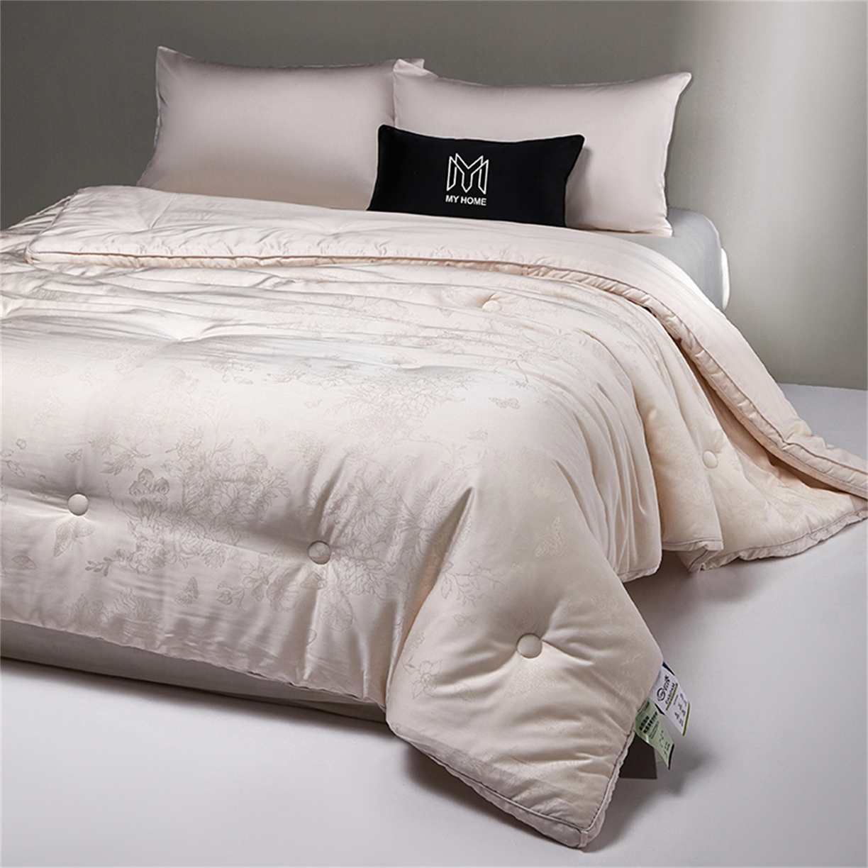 91家纺网 家纺一手货源 找家纺 麦肯锡 2025新款寐颜冬季高端新品60s天丝棉提花春秋被子母被冬被-寐影 粉黛