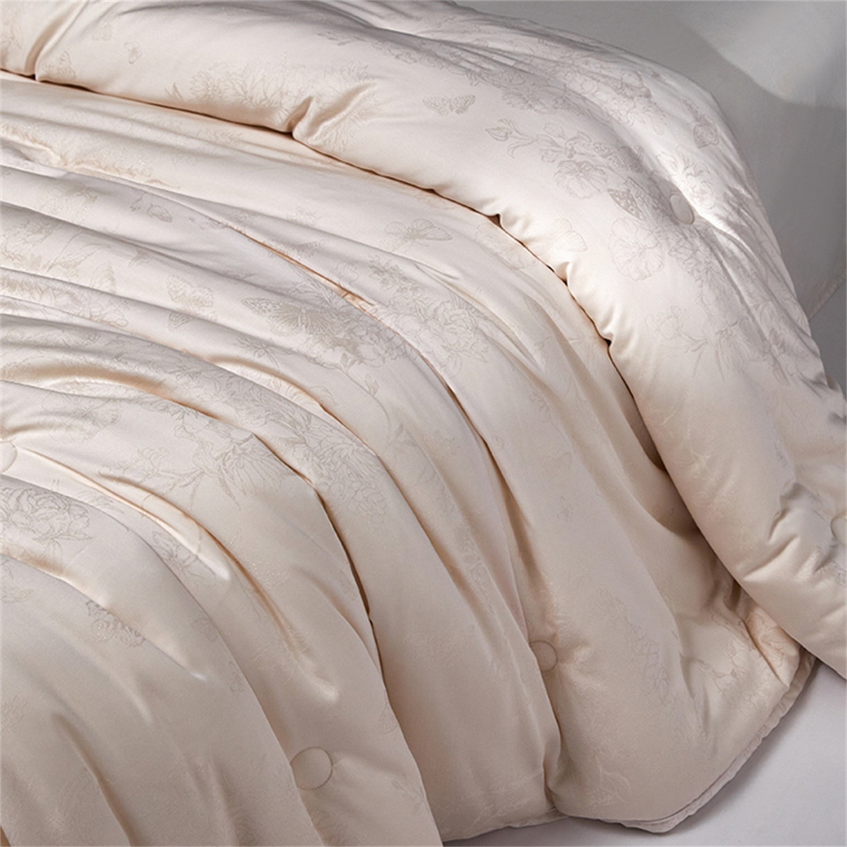 91家纺网 家纺一手货源 找家纺 麦肯锡 2025新款寐颜冬季高端新品60s天丝棉提花春秋被子母被冬被-寐影 粉黛