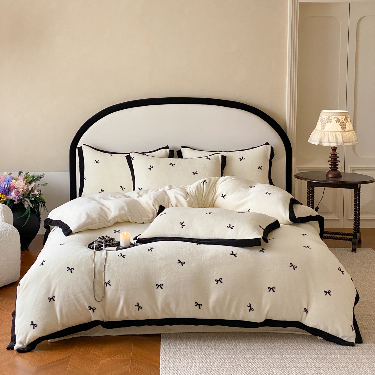 云栖家居 2025秋冬新款加厚印花防静电消光牛奶绒四件套-梦境 梦境-白