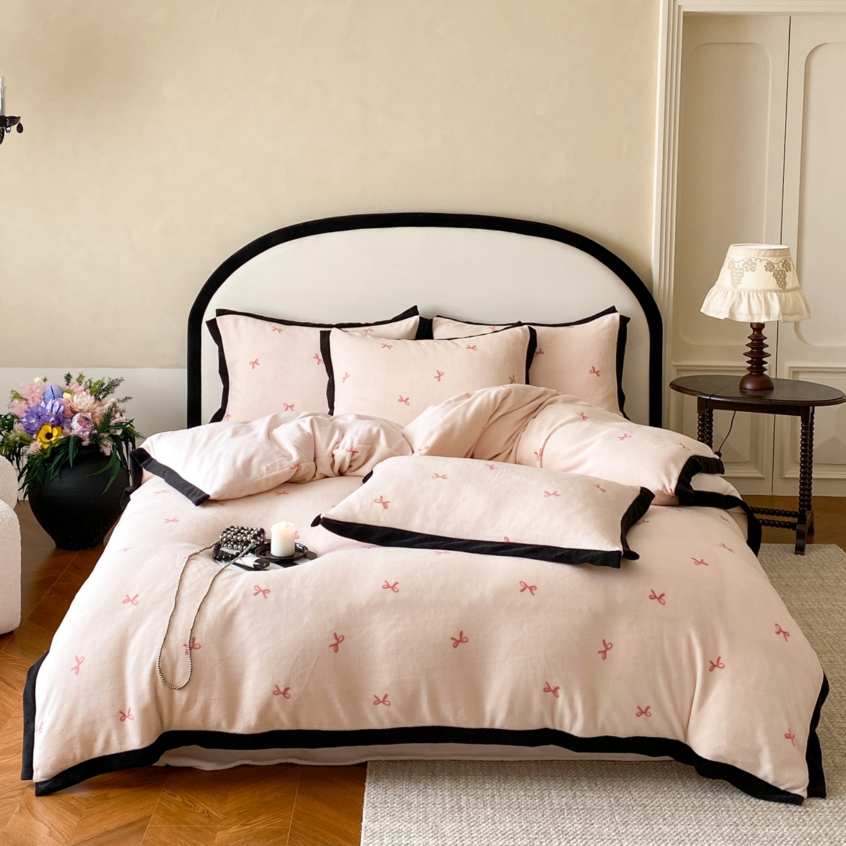 云栖家居 2025秋冬新款加厚印花防静电消光牛奶绒四件套-梦境 梦境-粉