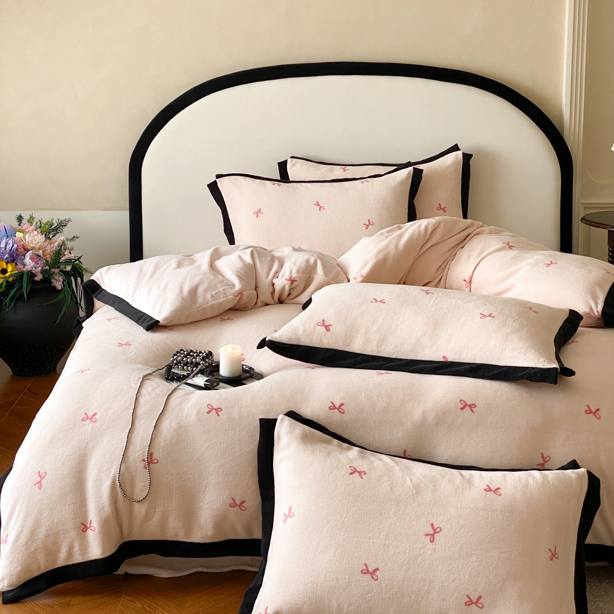 91家纺网 家纺一手货源 找家纺 云栖家居 2025秋冬新款加厚印花防静电消光牛奶绒四件套-梦境 梦境-粉