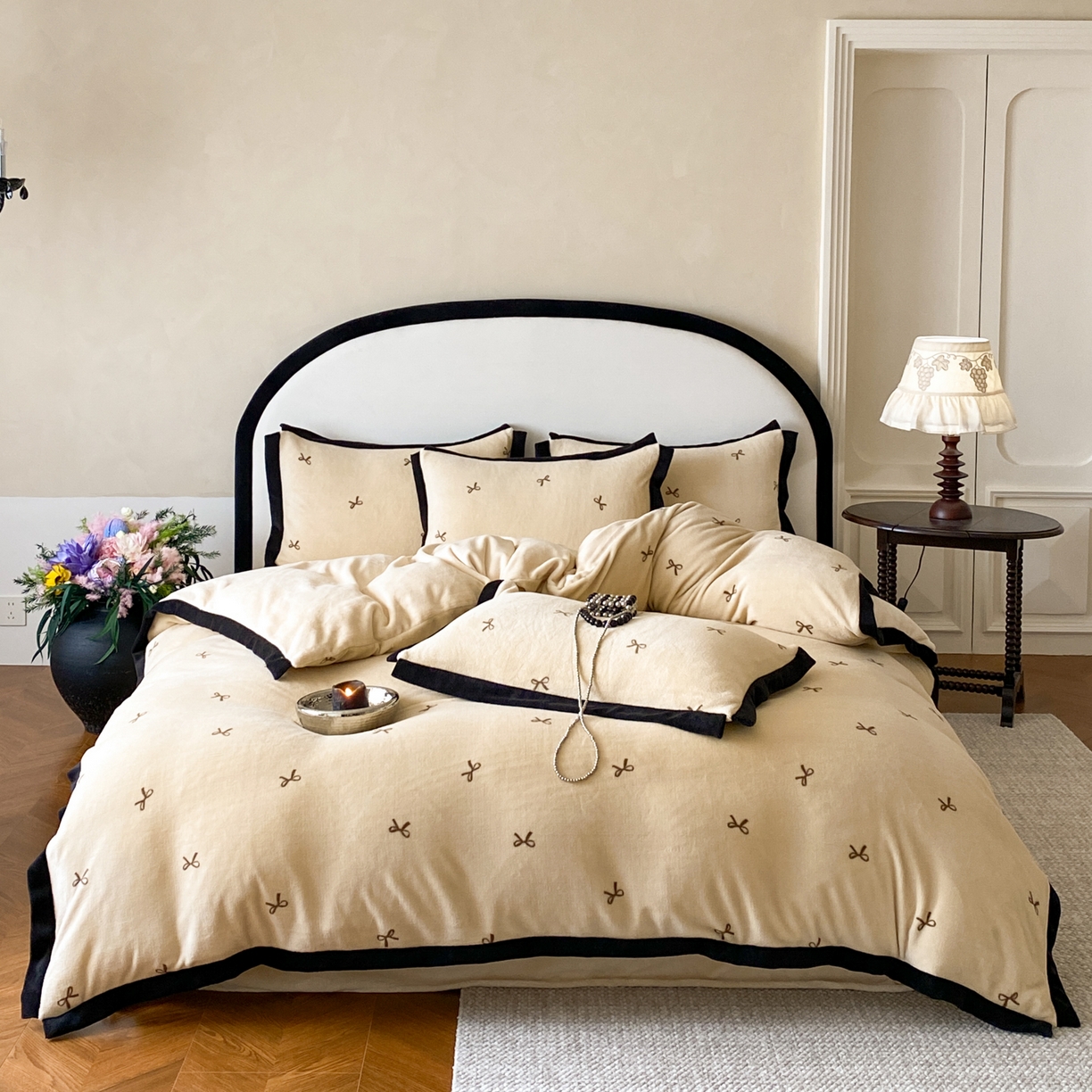 云栖家居 2025秋冬新款加厚印花防静电消光牛奶绒四件套-梦境 梦境-咖