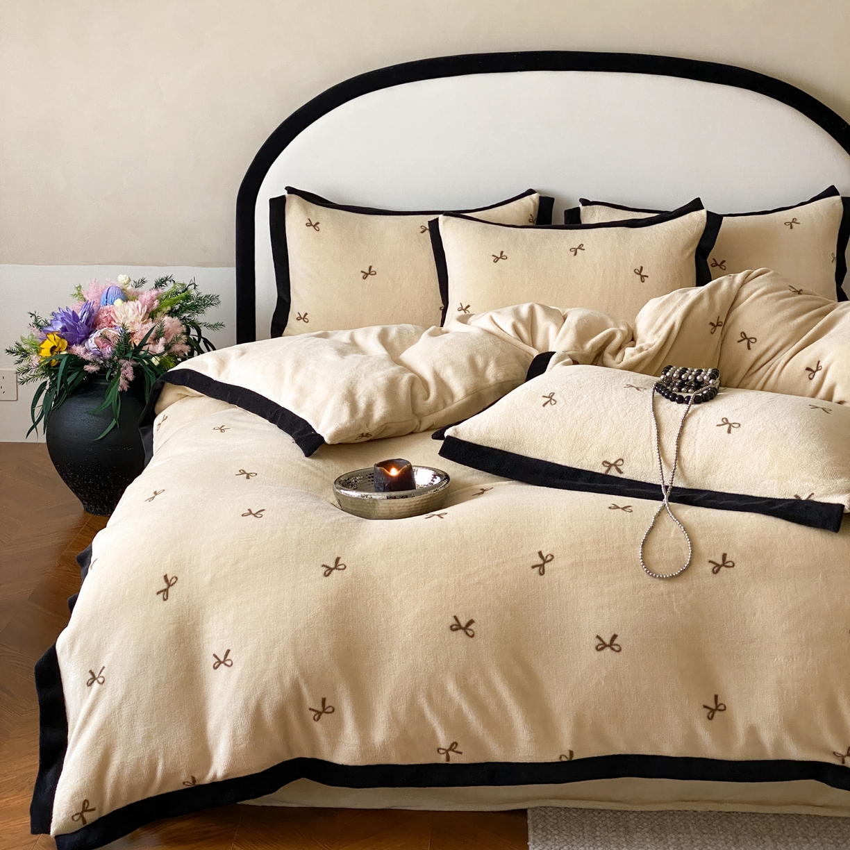 91家纺网 家纺一手货源 找家纺 云栖家居 2025秋冬新款加厚印花防静电消光牛奶绒四件套-梦境 梦境-咖