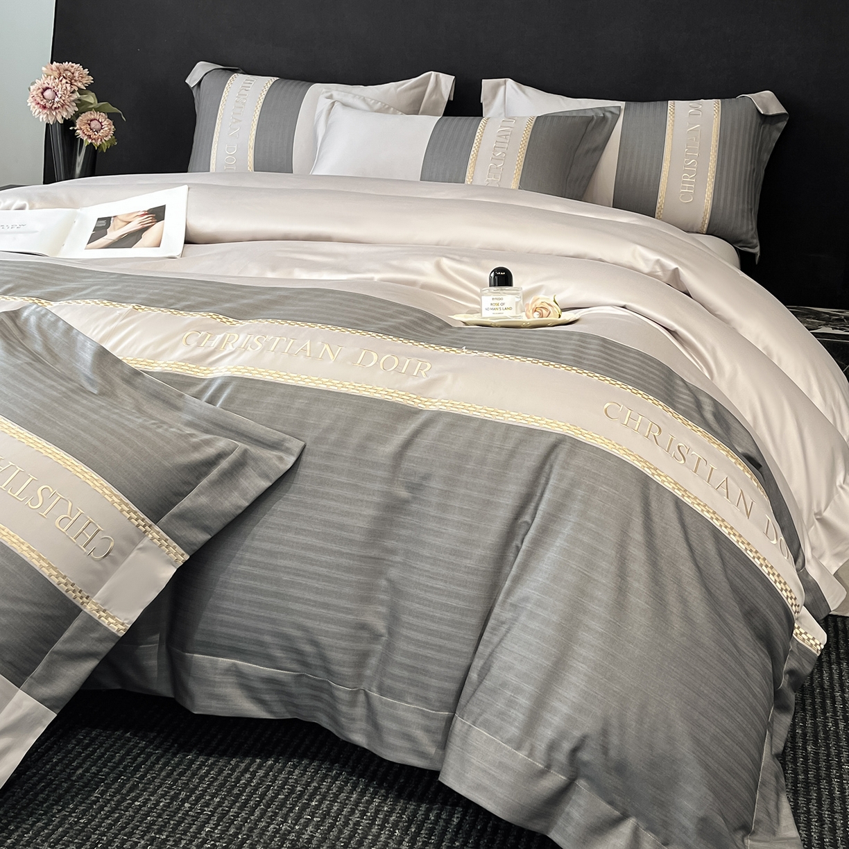 91家纺网 家纺一手货源 找家纺 置顶家纺 2025新款奥斯卡男士商务100支四件套 奥斯卡-山灰