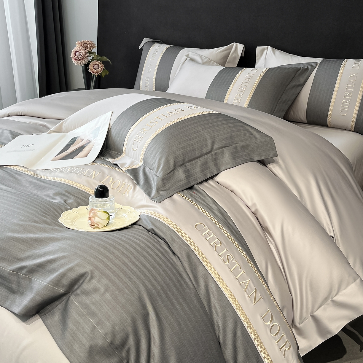 91家纺网 家纺一手货源 找家纺 置顶家纺 2025新款奥斯卡男士商务100支四件套 奥斯卡-山灰