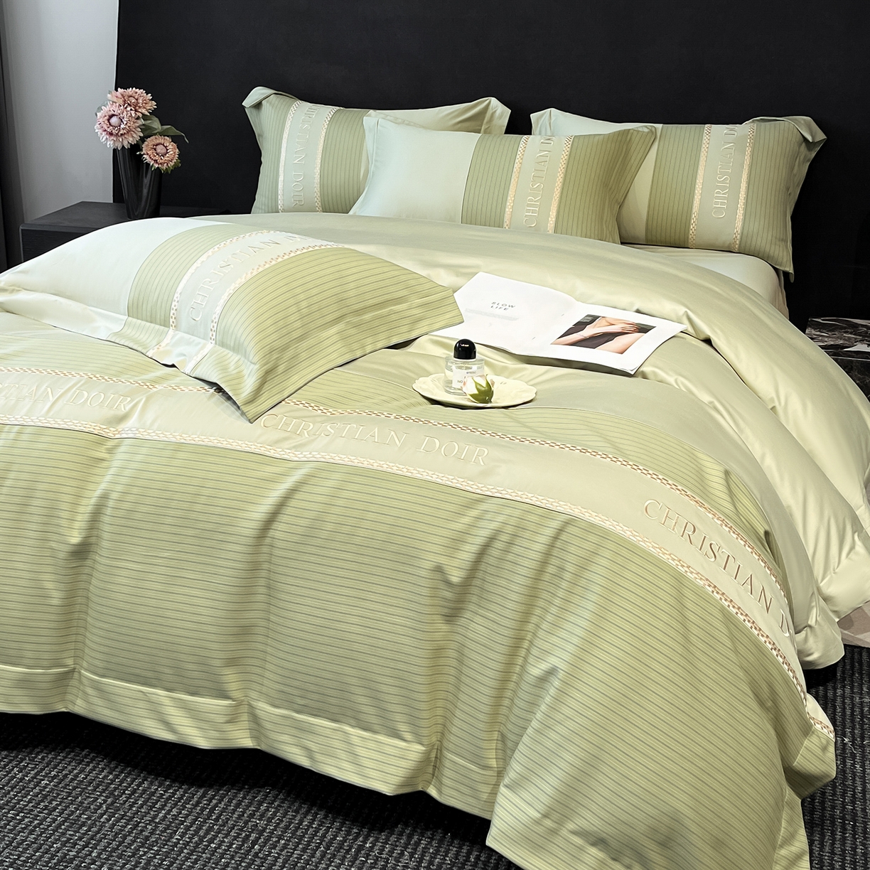 91家纺网 家纺一手货源 找家纺 置顶家纺 2025新款奥斯卡男士商务100支四件套 奥斯卡-青柠色