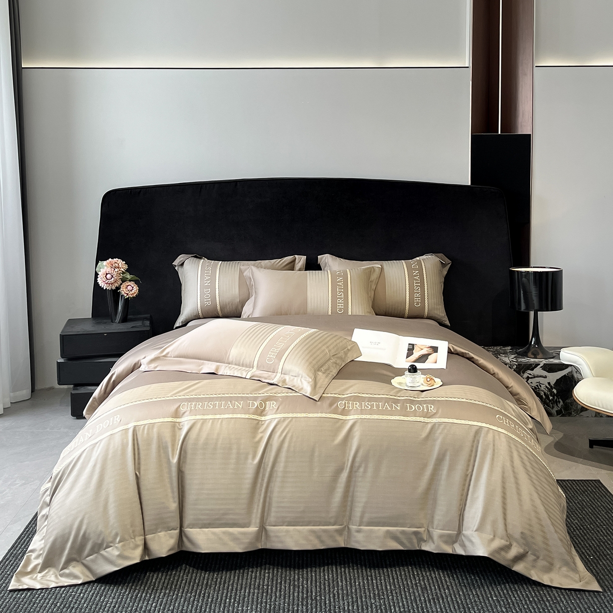 置顶家纺 2025新款奥斯卡男士商务100支四件套 奥斯卡-火山灰