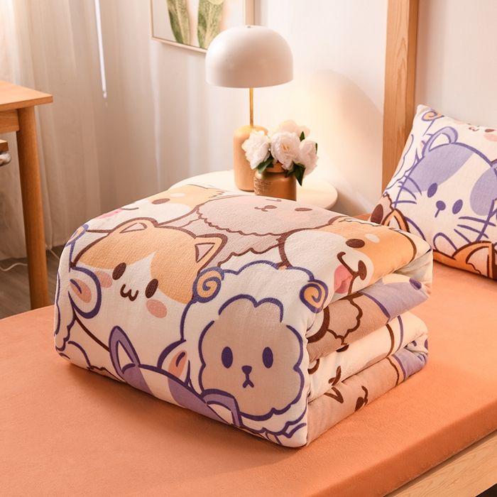 91家纺网 家纺一手货源 找家纺 (总）斯尔顿 2025新款高克重牛奶绒三件套 学生三件套