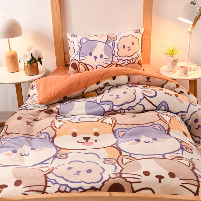 91家纺网 家纺一手货源 找家纺 (总）斯尔顿 2025新款高克重牛奶绒三件套 学生三件套