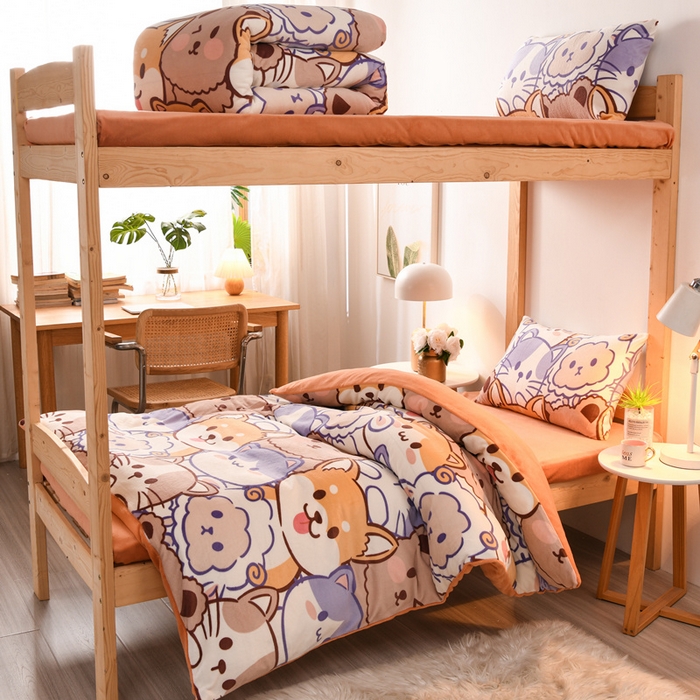 91家纺网 家纺一手货源 找家纺 (总）斯尔顿 2025新款高克重牛奶绒三件套 学生三件套