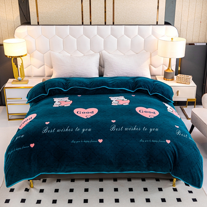 91家纺网 家纺一手货源 找家纺 眠多宝 2025新款8-9斤高克重牛奶绒四件套法莱绒水晶绒金貂绒抖音快手直播热款 爱心小熊