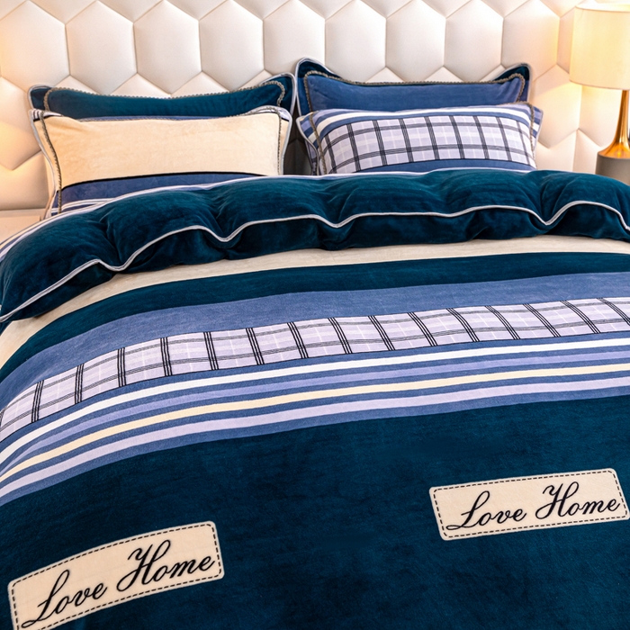 91家纺网 家纺一手货源 找家纺 眠多宝 2025新款8-9斤高克重牛奶绒四件套法莱绒水晶绒金貂绒抖音快手直播热款 简约时尚