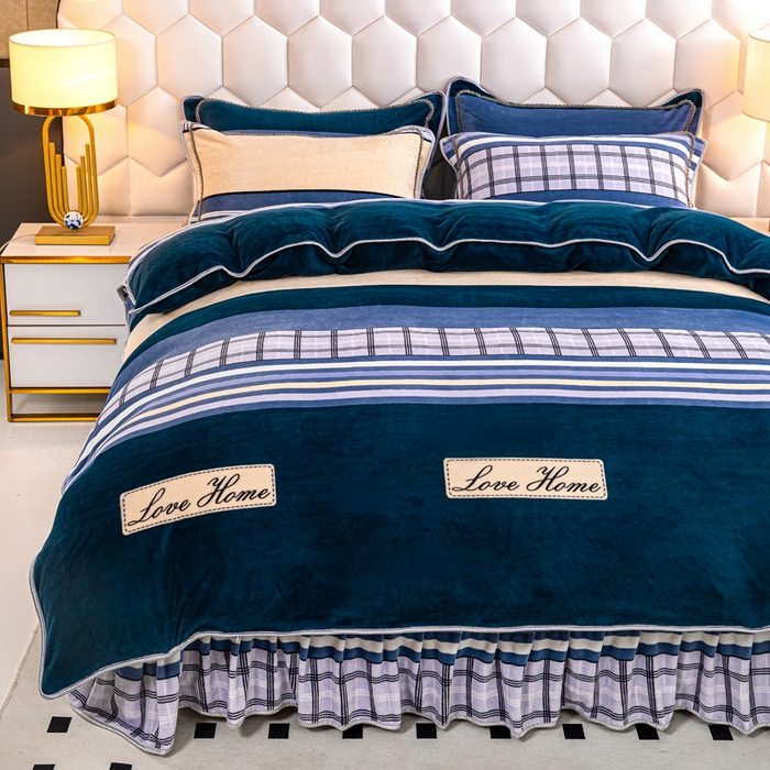 91家纺网 家纺一手货源 找家纺 眠多宝 2025新款8-9斤高克重牛奶绒四件套法莱绒水晶绒金貂绒抖音快手直播热款 简约时尚