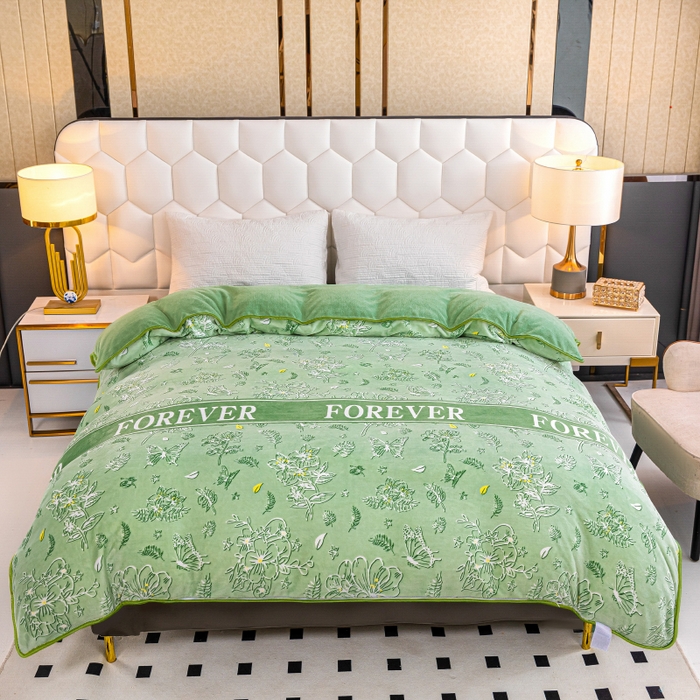 91家纺网 家纺一手货源 找家纺 眠多宝 2025新款8-9斤高克重牛奶绒四件套法莱绒水晶绒金貂绒抖音快手直播热款 春意盎然