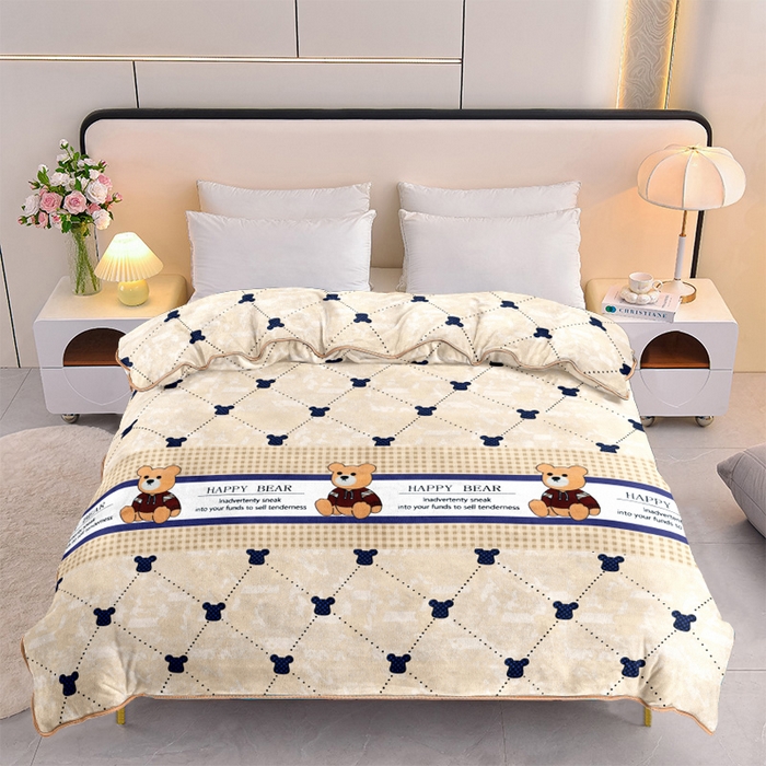 91家纺网 家纺一手货源 找家纺 眠多宝 2025新款8-9斤高克重牛奶绒四件套法莱绒水晶绒金貂绒抖音快手直播热款 欢乐熊