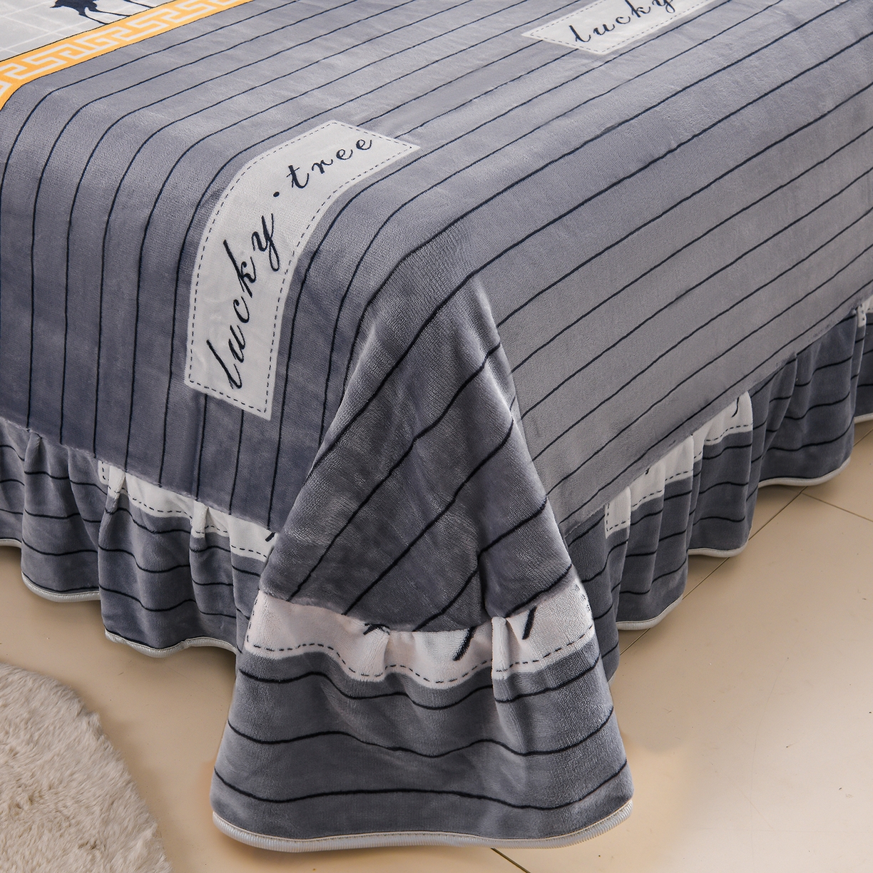 91家纺网 家纺一手货源 找家纺 眠多宝 2025新款8-9斤高克重牛奶绒四件套法莱绒水晶绒金貂绒抖音快手直播热款 幸运树