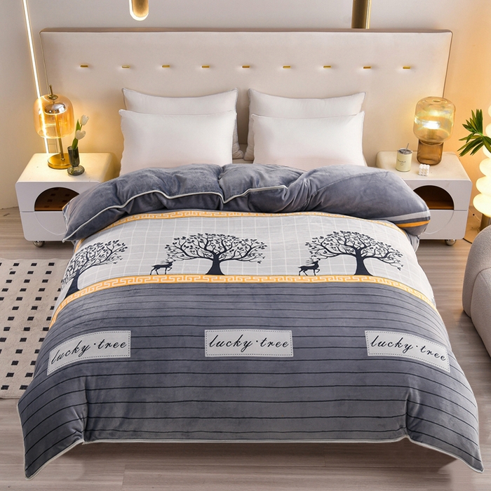 91家纺网 家纺一手货源 找家纺 眠多宝 2025新款8-9斤高克重牛奶绒四件套法莱绒水晶绒金貂绒抖音快手直播热款 幸运树