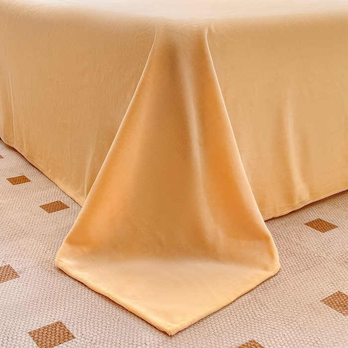 91家纺网 家纺一手货源 找家纺 木子家纺 2025新款半亩花田牛奶绒四件套 秋香黄