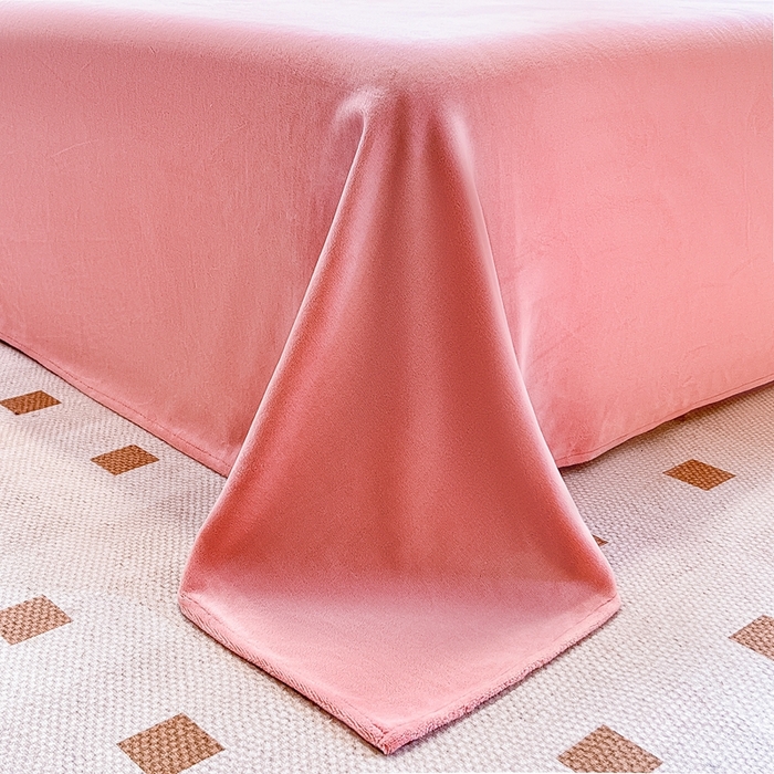 91家纺网 家纺一手货源 找家纺 木子家纺 2025新款半亩花田牛奶绒四件套 淡曙红