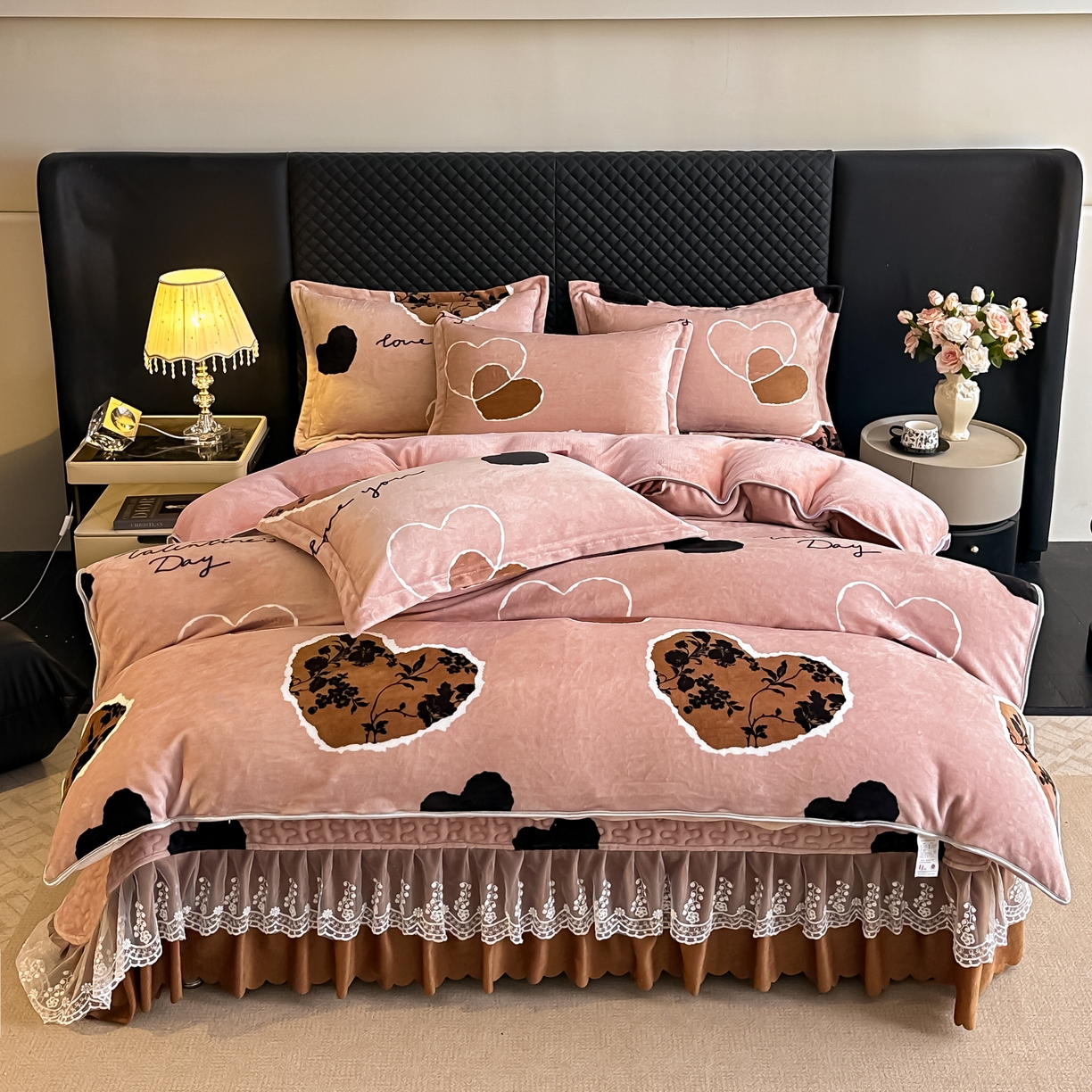 凤杰家纺 2025新款加厚牛奶绒床盖四件套 爱慕