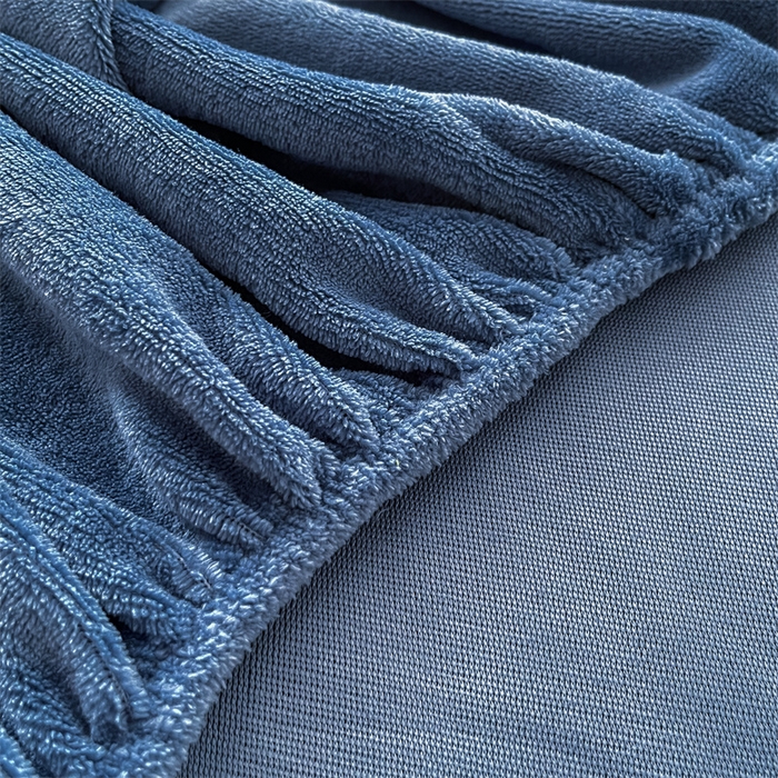 91家纺网 家纺一手货源 找家纺 莎臣豹 2025水晶绒短毛绒跑量款纯色床笠可配二三件套 水晶绒床笠宝蓝