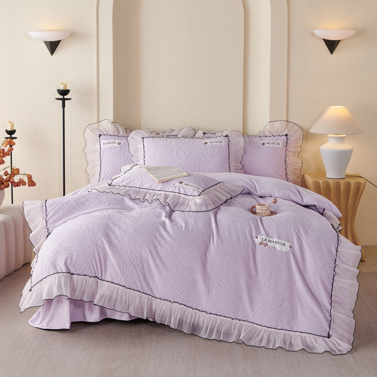 91家纺网 家纺一手货源 找家纺 （总）青竹苑 2025新款雕花牛奶绒夹棉床盖款四件套