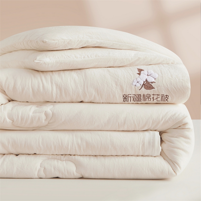 91家纺网 家纺一手货源 找家纺 西域种棉人 2025新款新疆纯棉花被子带皱手工水洗棉冬被被芯春秋被四季用盖被 云暖-白