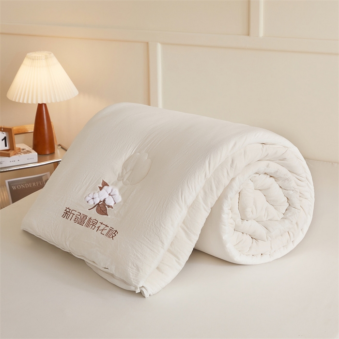 91家纺网 家纺一手货源 找家纺 西域种棉人 2025新款新疆纯棉花被子带皱手工水洗棉冬被被芯春秋被四季用盖被 云暖-白