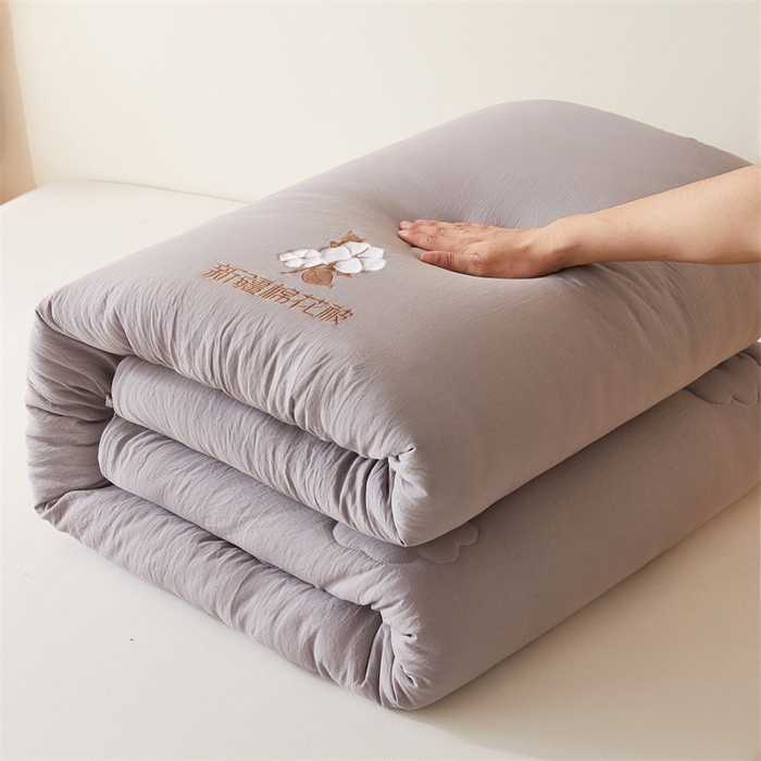 91家纺网 家纺一手货源 找家纺 西域种棉人 2025新款新疆纯棉花被子带皱手工水洗棉冬被被芯春秋被四季用盖被 云暖-灰