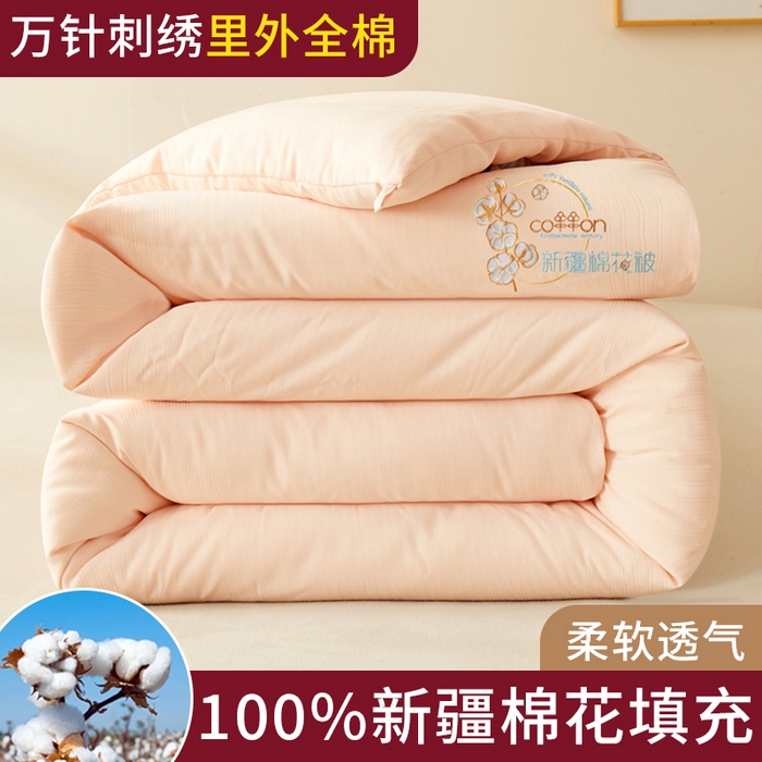 91家纺网 家纺一手货源 找家纺 西域种棉人 2025新款新疆纯棉花被子带皱手工水洗棉冬被被芯春秋被四季用盖被 洛风-玉