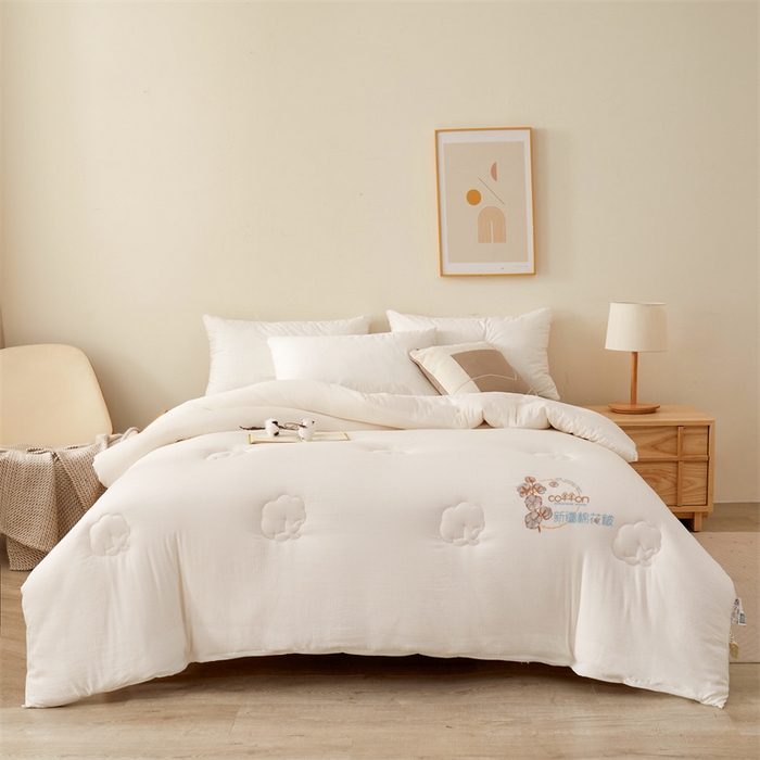 91家纺网 家纺一手货源 找家纺 西域种棉人 2025新款新疆纯棉花被子带皱手工水洗棉冬被被芯春秋被四季用盖被 洛风-白