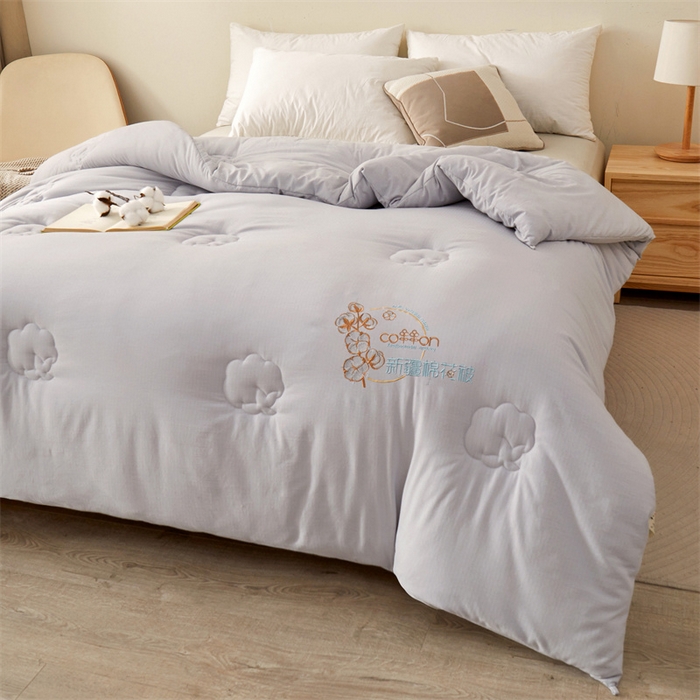 91家纺网 家纺一手货源 找家纺 西域种棉人 2025新款新疆纯棉花被子带皱手工水洗棉冬被被芯春秋被四季用盖被 洛风-灰