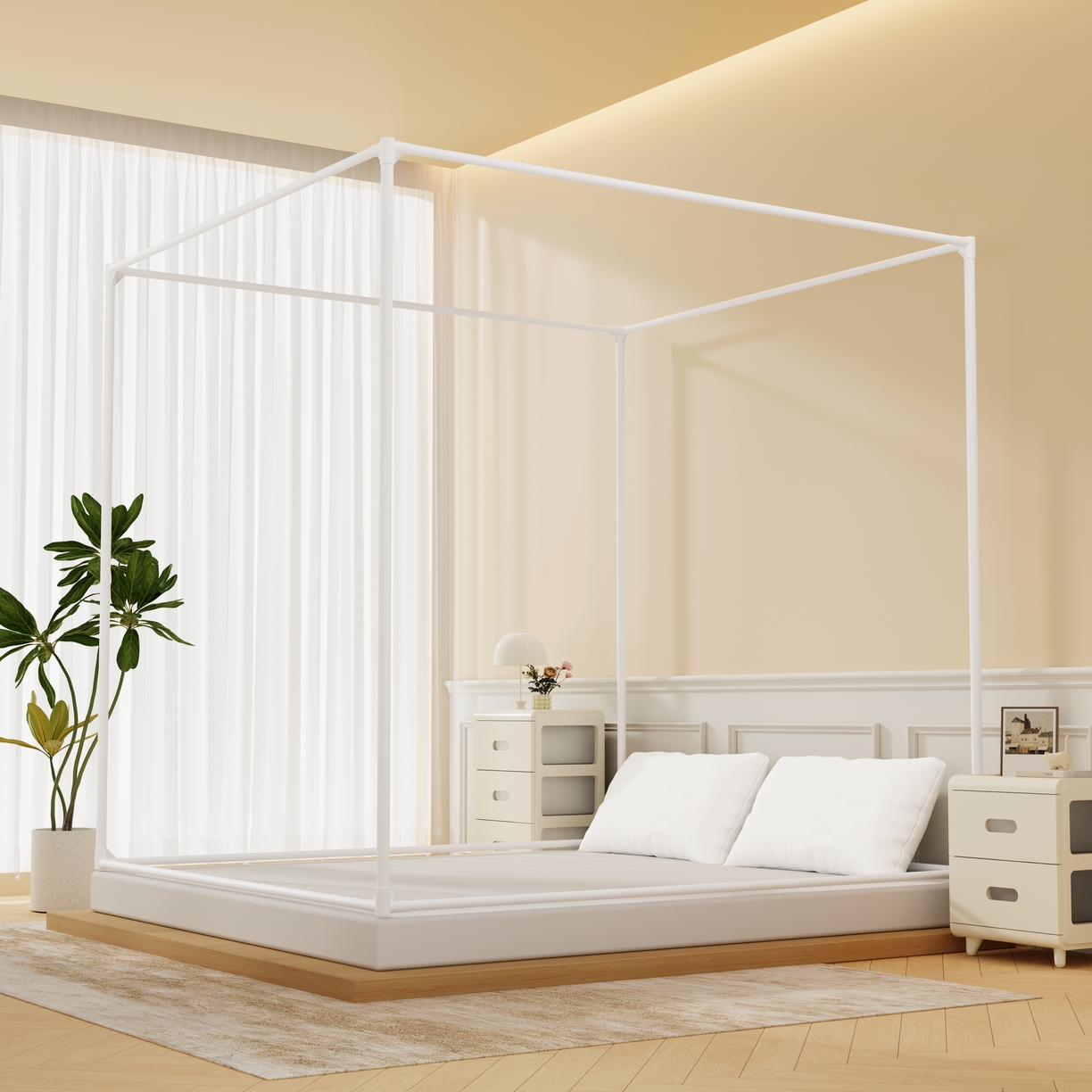 91家纺网 家纺一手货源 找家纺 卓尔居 2025新款坐床保暖罩夹棉一体式保暖蚊帐，夹棉蚊帐，冬季蚊帐 保暖-曲奇小熊-蓝