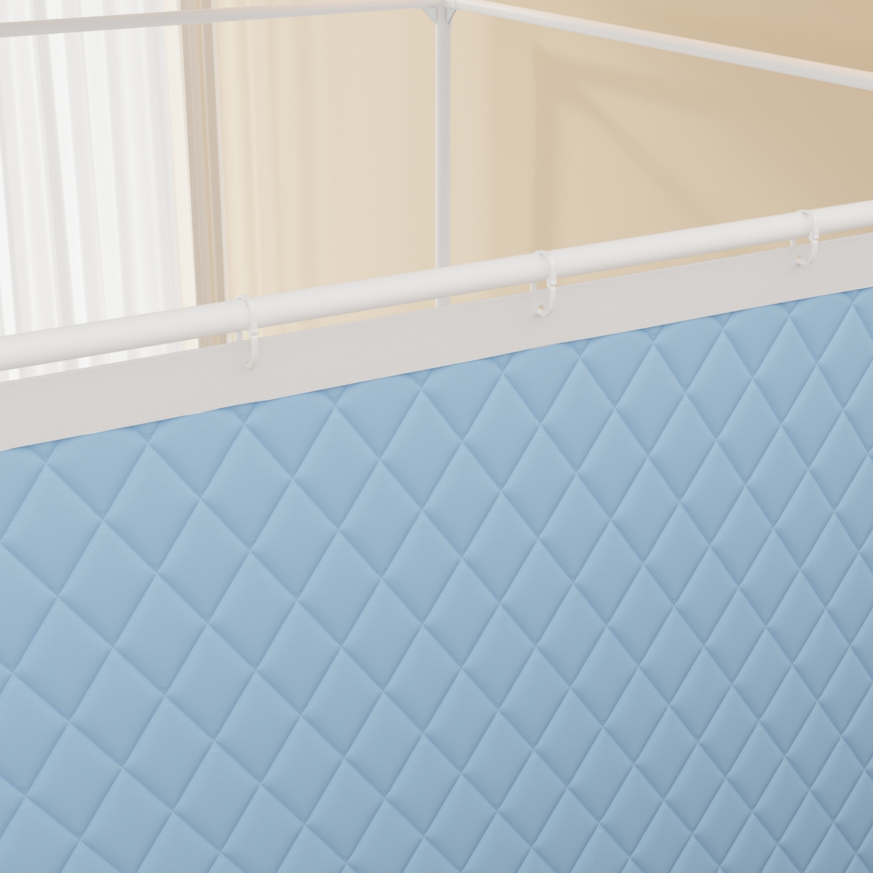 91家纺网 家纺一手货源 找家纺 卓尔居 2025新款坐床保暖罩夹棉一体式保暖蚊帐，夹棉蚊帐，冬季蚊帐 保暖-曲奇小熊-蓝